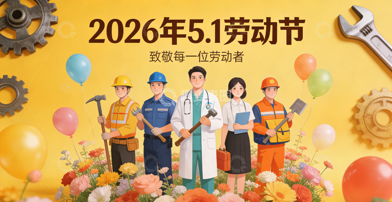 高清大图下载【趣麦麦图】卡通风格劳动节庆祝海报设计素材