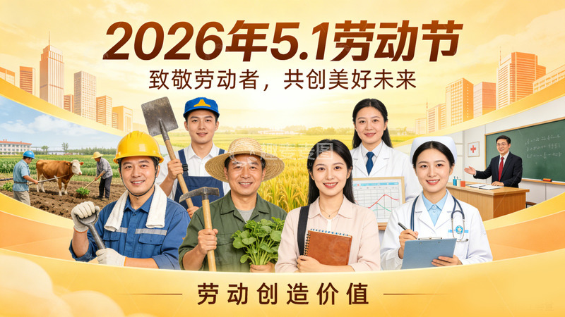 高清大图下载【趣麦麦图】2026年五一劳动节宣传海报