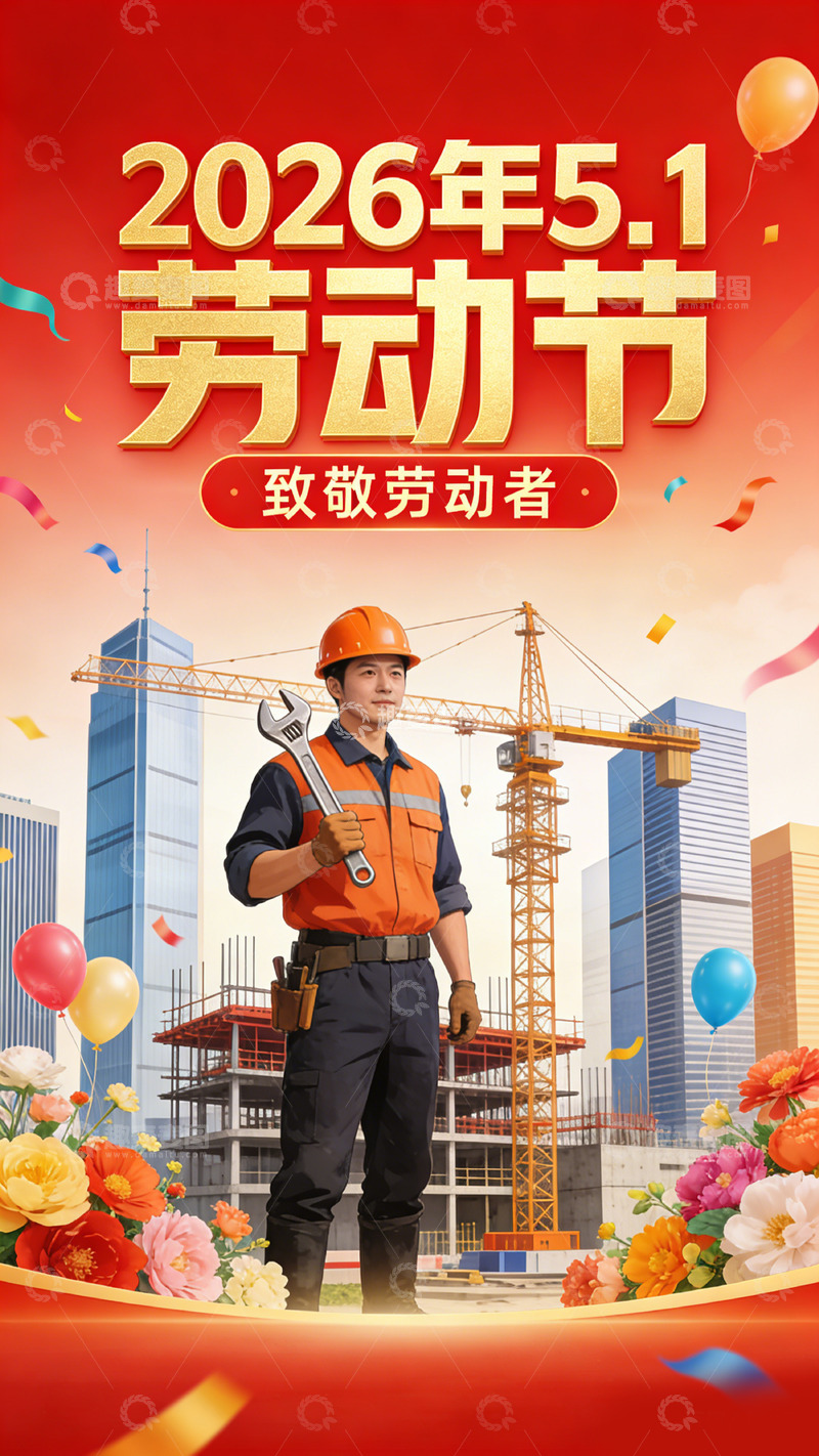 高清大图下载【趣麦麦图】工人劳动节宣传海报设计素材