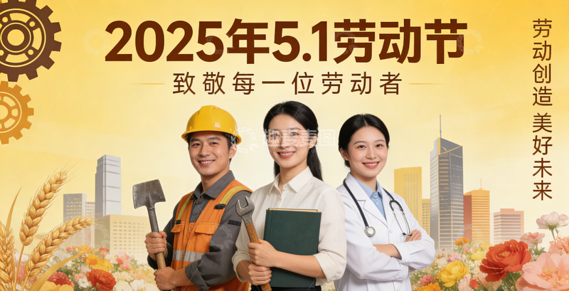 高清大图下载【趣麦麦图】2025年劳动节宣传海报
