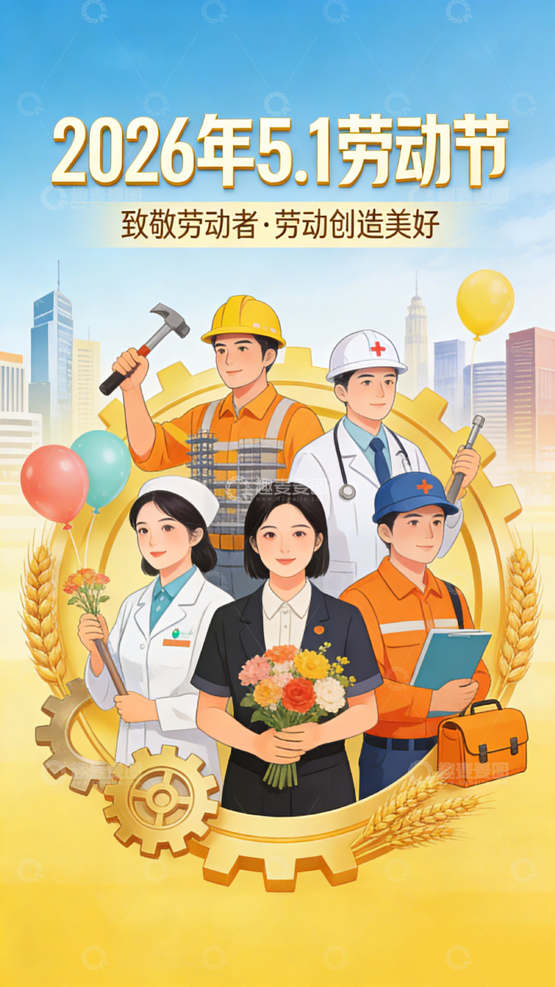 高清大图下载【趣麦麦图】2026年劳动节宣传海报设计素材