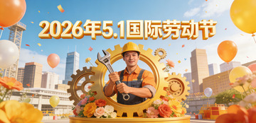 喜庆风格五一劳动节工人宣传海报