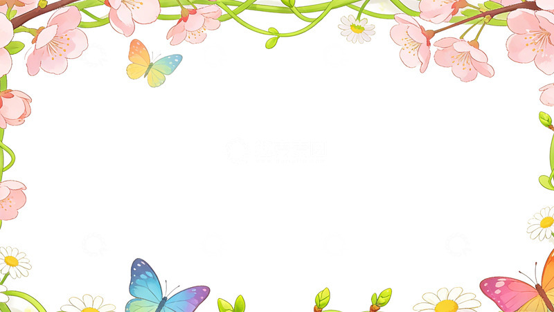 高清大图下载【趣麦麦图】春意盎然花卉边框设计
