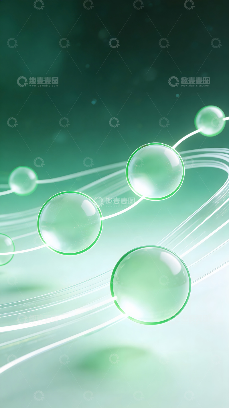 高清大图下载【趣麦麦图】绿意气泡抽象科技背景