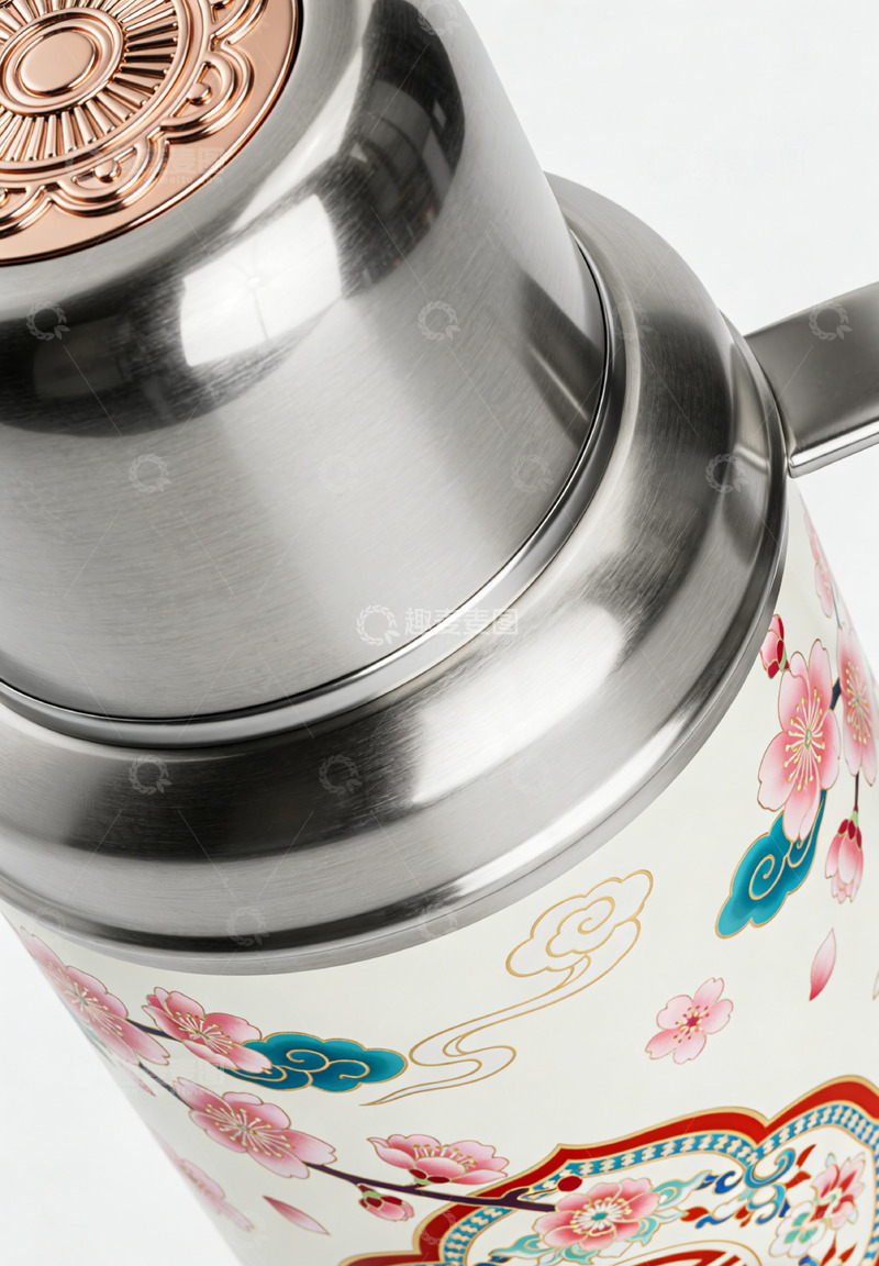 高清大图下载【趣麦麦图】不锈钢茶壶精美花卉图案