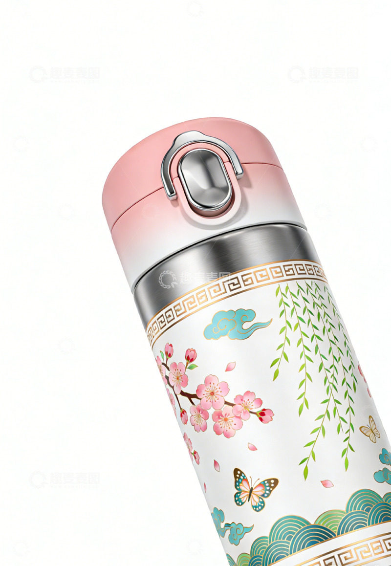 高清大图下载【趣麦麦图】中式花卉保温杯设计