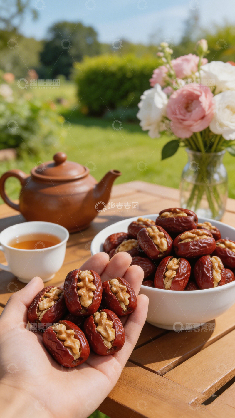 高清大图下载【趣麦麦图】田园风枣核桃下午茶摄影