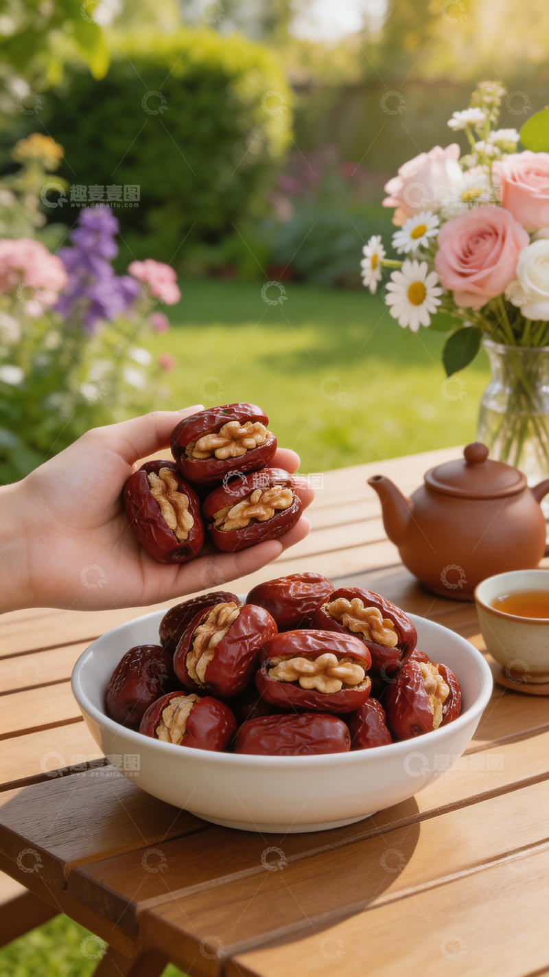 高清大图下载【趣麦麦图】田园风枣夹核桃美食摄影
