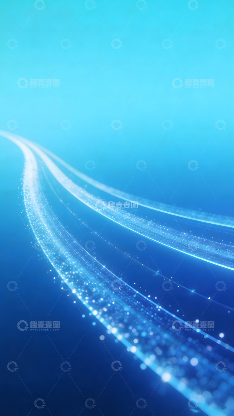 高清大图下载【趣麦麦图】蓝色光影流动科技背景