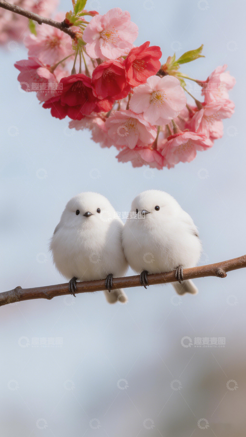高清大图下载【趣麦麦图】春日樱花白鸟美景摄影图片