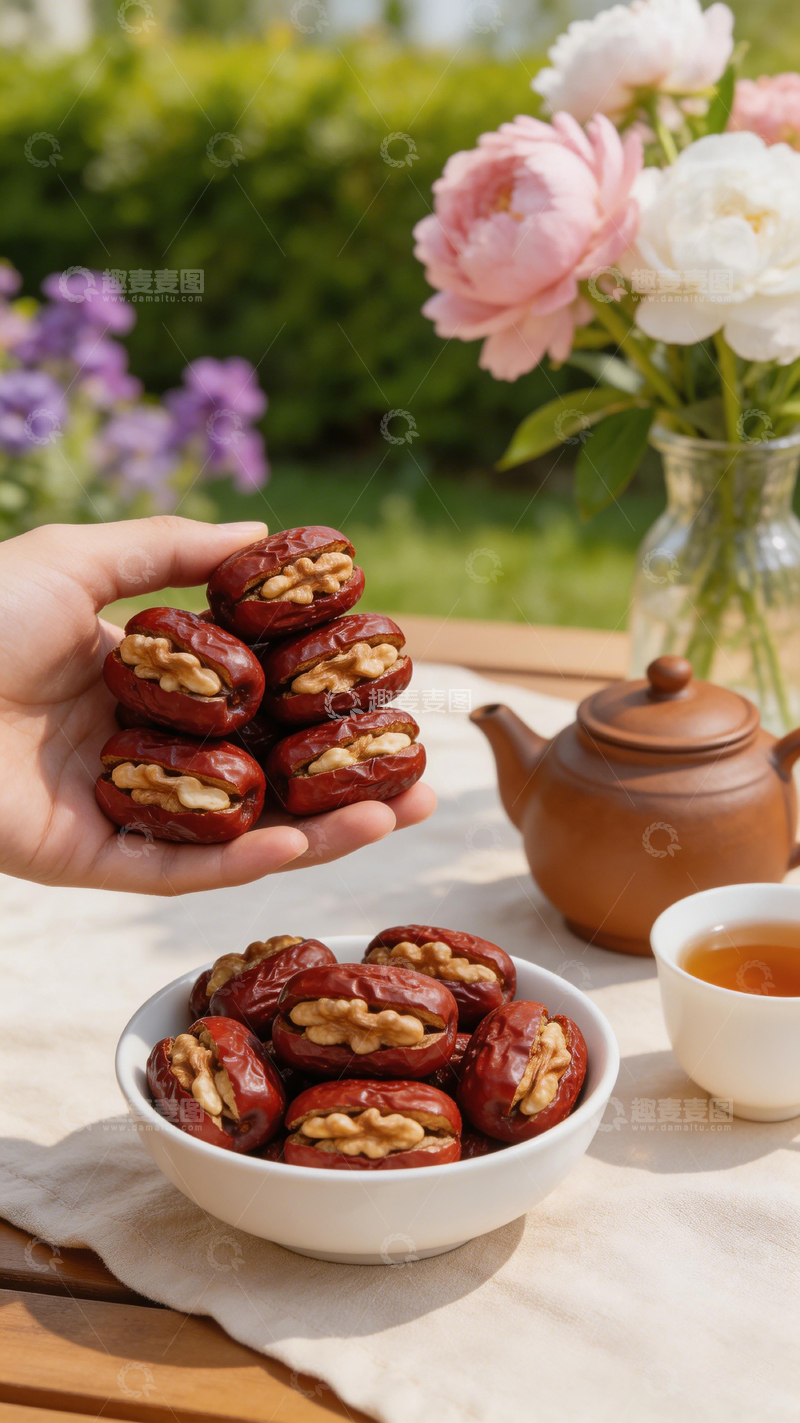 高清大图下载【趣麦麦图】田园风红枣核桃美食摄影