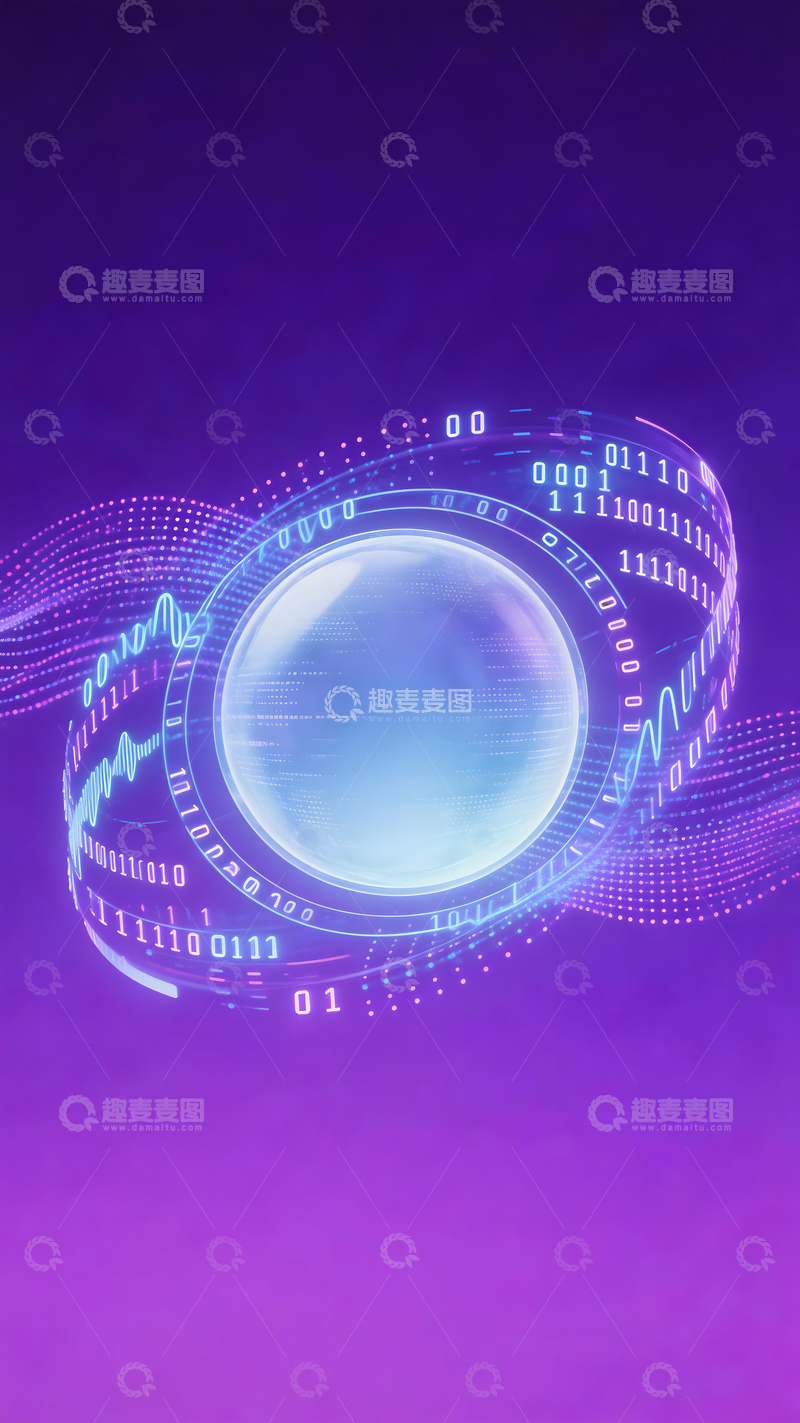高清大图下载【趣麦麦图】科技感数字漩涡背景