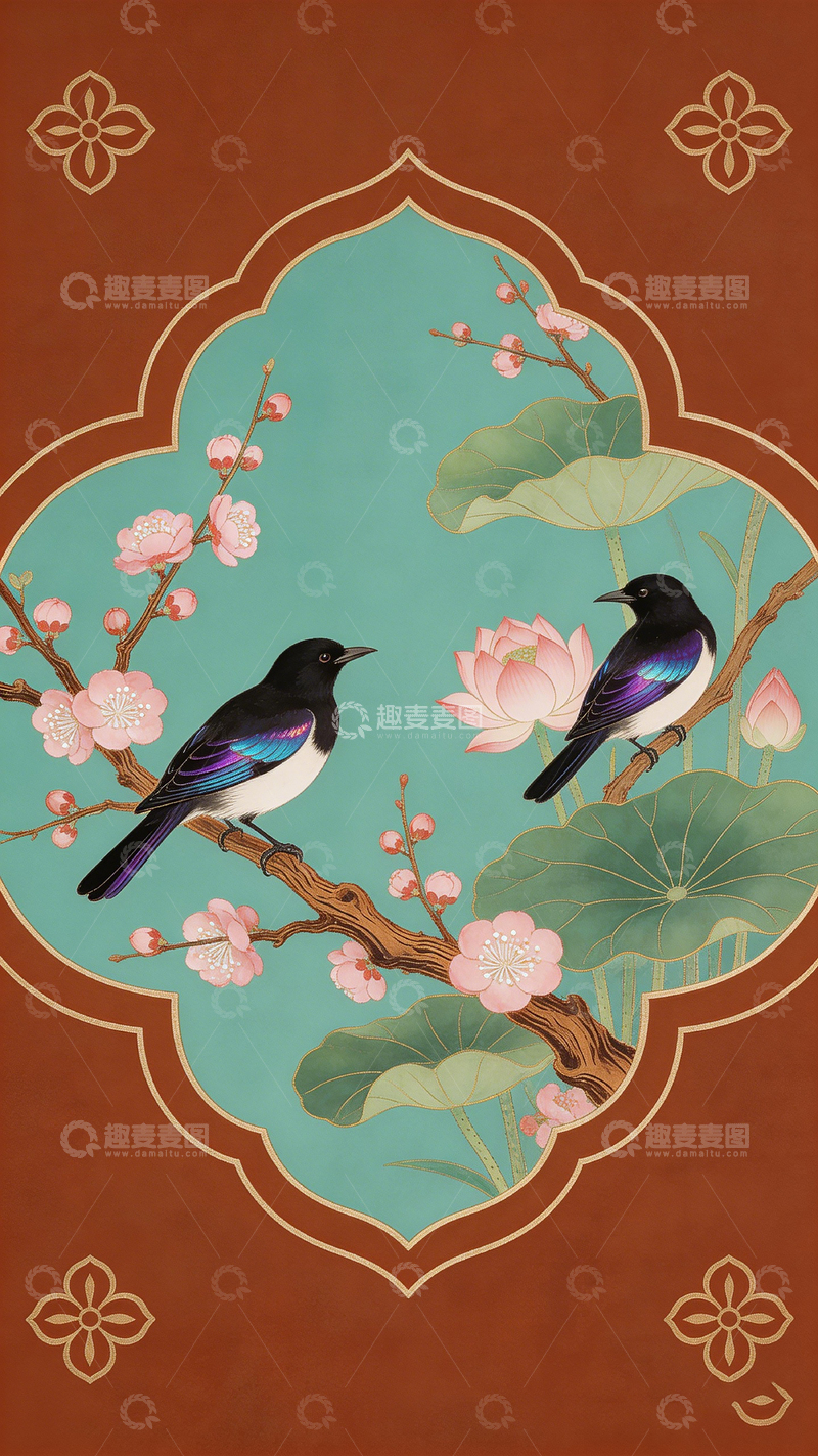 高清大图下载【趣麦麦图】古典风花鸟装饰画