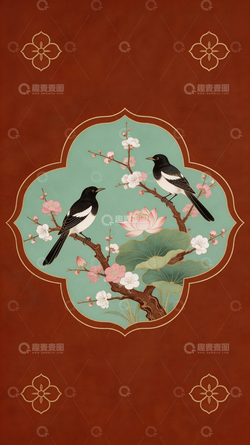 高清大图下载【趣麦麦图】中式花鸟装饰画