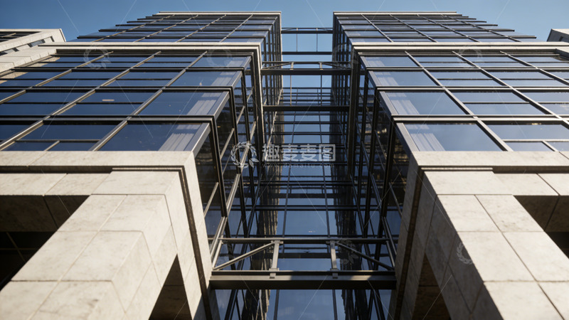 高清大图下载【趣麦麦图】现代建筑玻璃幕墙仰拍