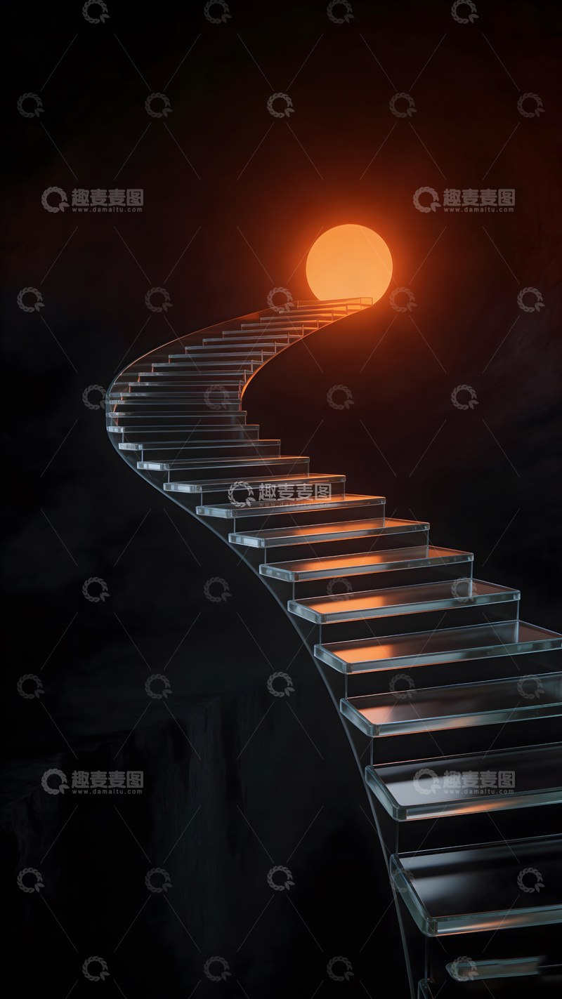 高清大图下载【趣麦麦图】梦幻旋转楼梯夕阳美景