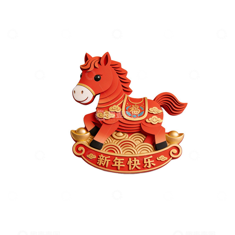 高清大图下载【趣麦麦图】新春木马装饰矢量图