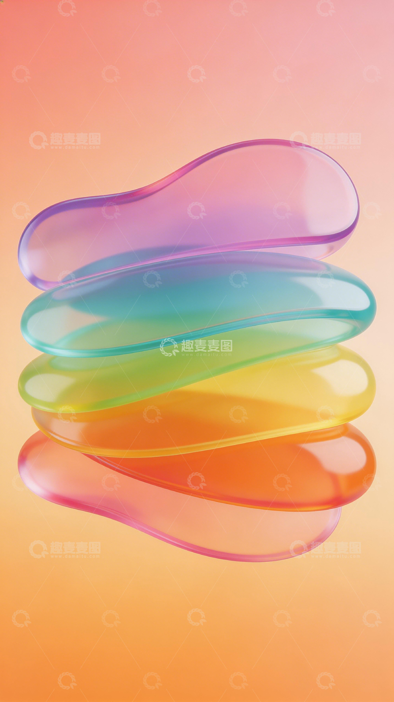 高清大图下载【趣麦麦图】彩虹色玻璃质感抽象艺术