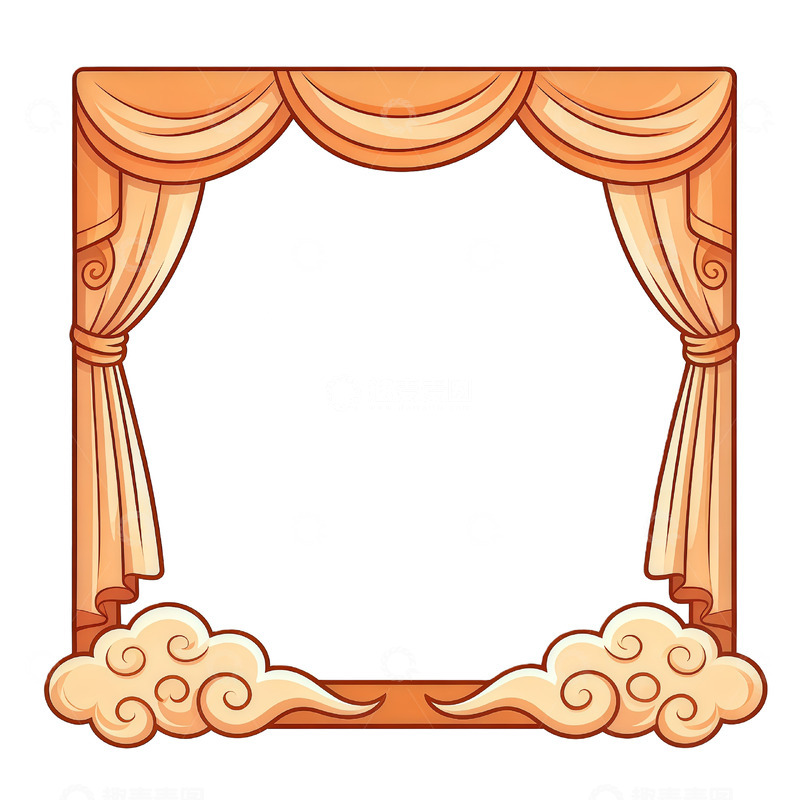 高清大图下载【趣麦麦图】传统风格窗帘云纹装饰边框
