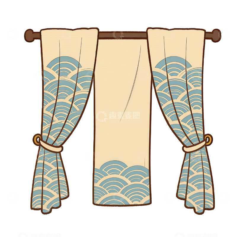 高清大图下载【趣麦麦图】传统和风窗帘装饰设计矢量素材