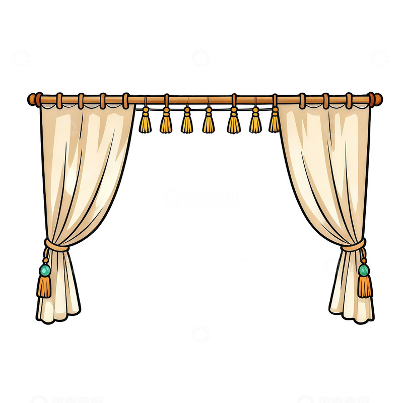 高清大图下载【趣麦麦图】卡通风格窗帘装饰设计素材