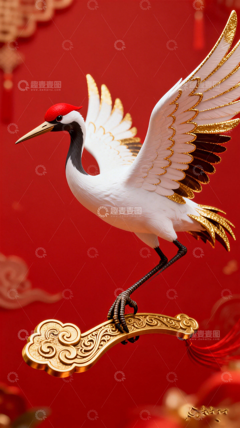 高清大图下载【趣麦麦图】仙鹤祥云装饰艺术品