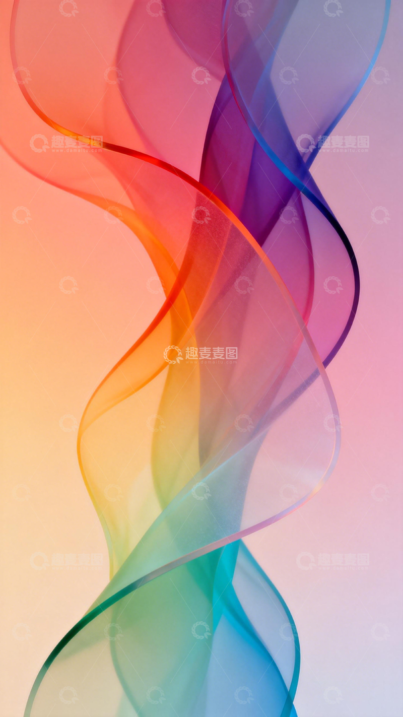 高清大图下载【趣麦麦图】彩虹色丝绸流动艺术图片