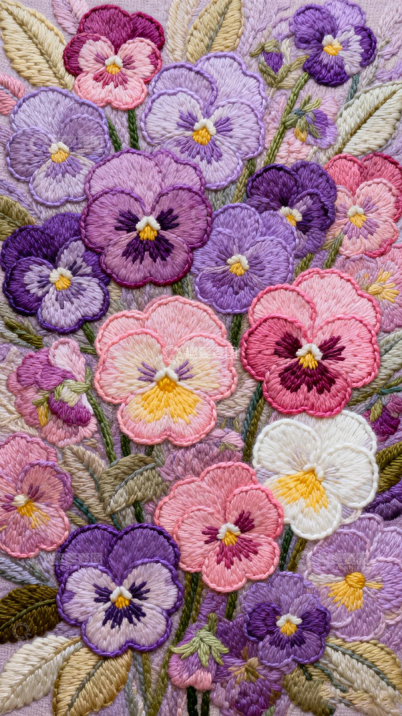 高清大图下载【趣麦麦图】精美刺绣花卉图案布艺设计
