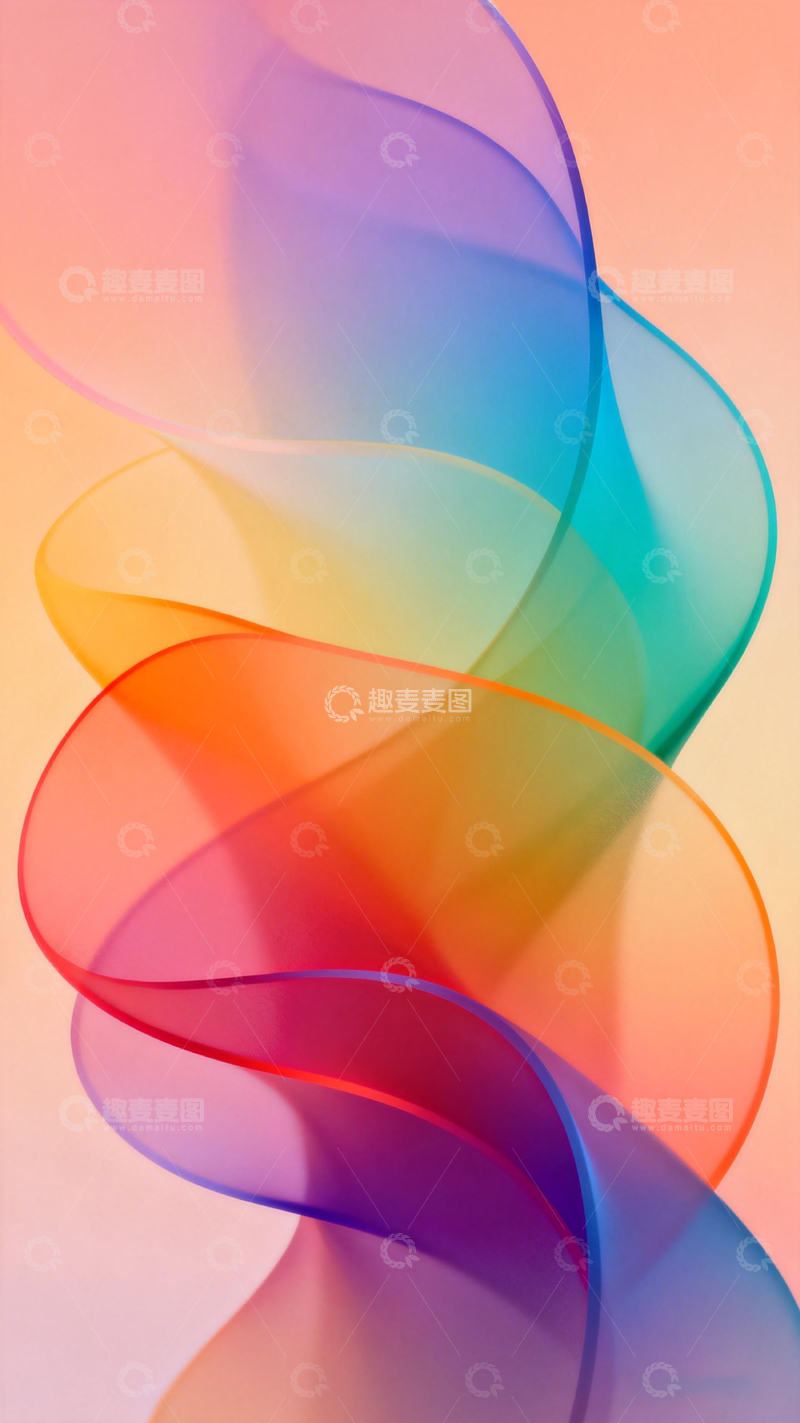 高清大图下载【趣麦麦图】抽象彩虹曲线艺术壁纸
