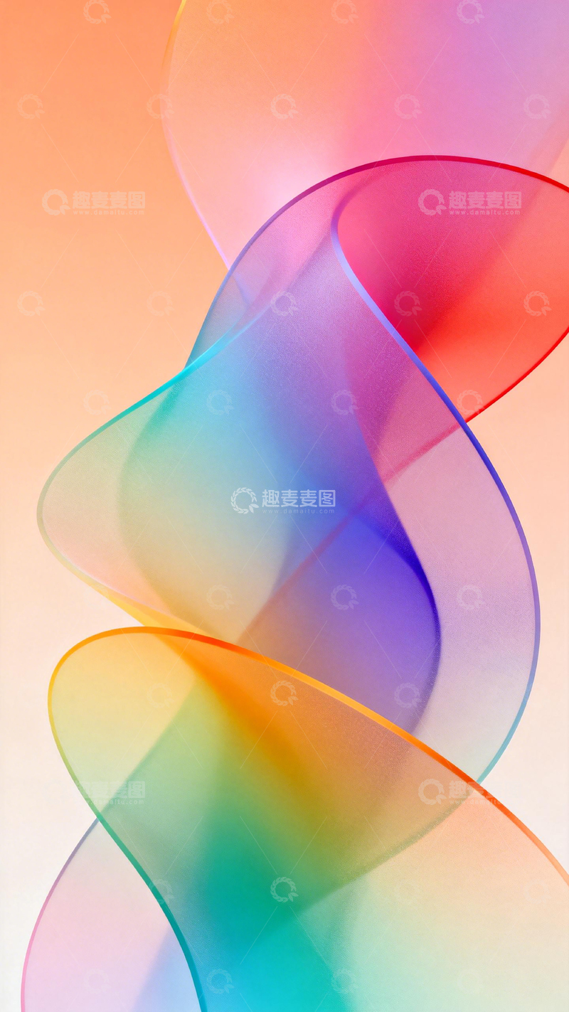 高清大图下载【趣麦麦图】彩虹色流动曲线抽象艺术