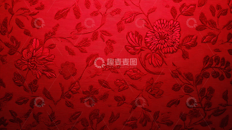 高清大图下载【趣麦麦图】红色花卉刺绣艺术品