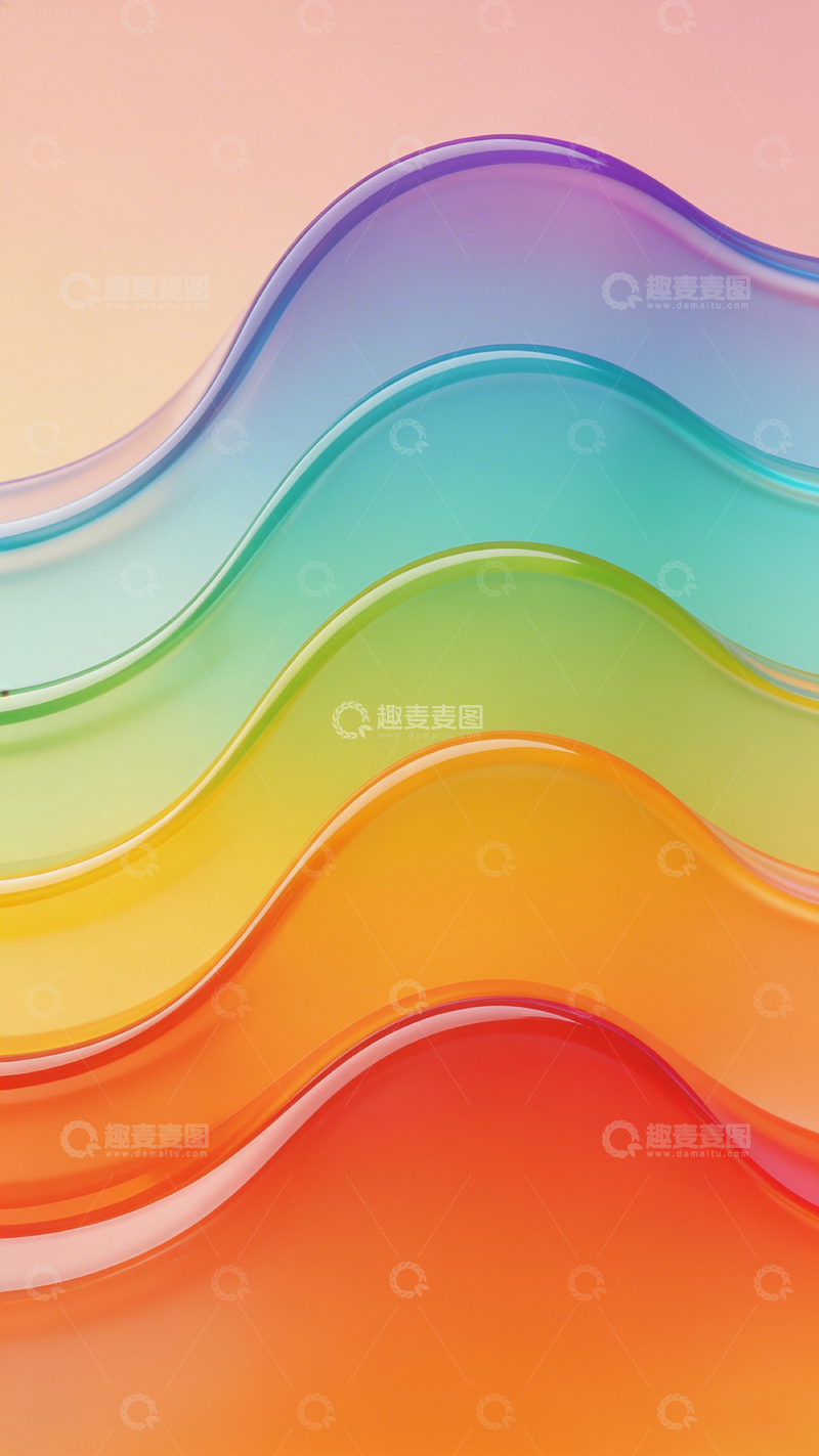 高清大图下载【趣麦麦图】彩虹波浪流线艺术图案