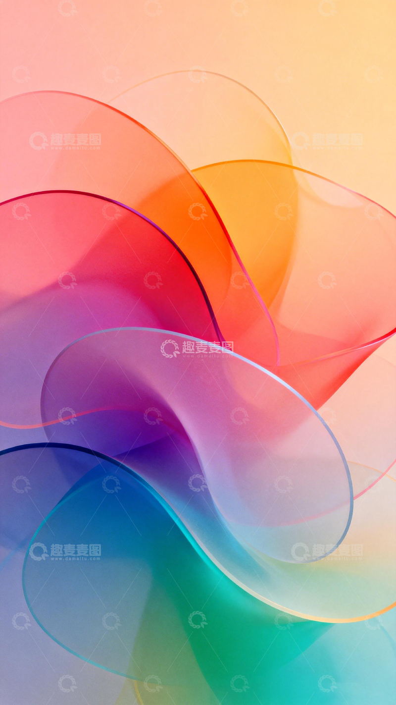 高清大图下载【趣麦麦图】抽象彩色波浪图案背景