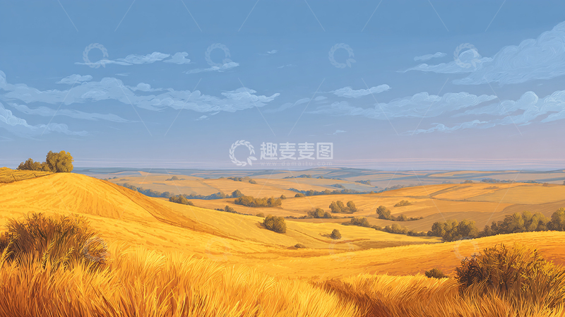 高清大图下载【趣麦麦图】金色麦田的辽阔画卷