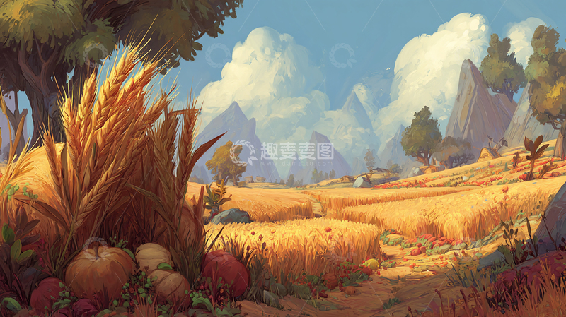 高清大图下载【趣麦麦图】绚丽秋色中的乡村风光