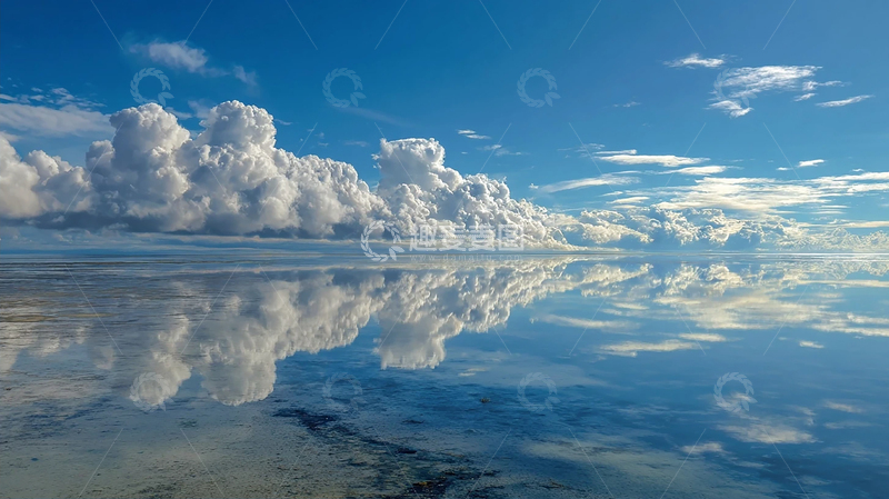 高清大图下载【趣麦麦图】天空之镜：云彩倒映在盐湖上的奇幻景观