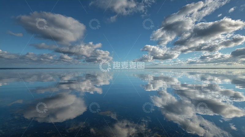 高清大图下载【趣麦麦图】水天一色：寂静海面上的云彩舞