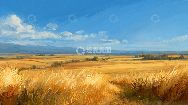 高清大图下载【趣麦麦图】金色麦田的辽阔风光