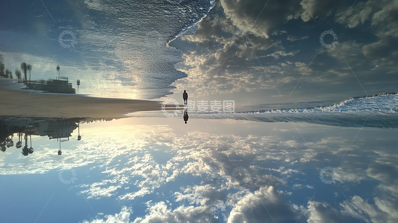 高清大图下载【趣麦麦图】天空海面交织的奇幻画卷