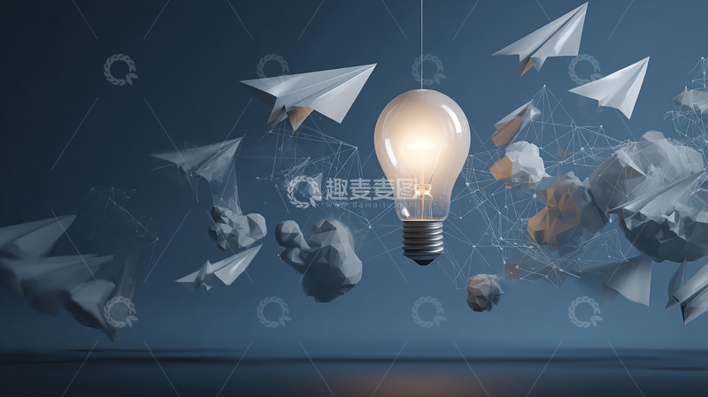 高清大图下载【趣麦麦图】创意飞翔的纸飞机与光影