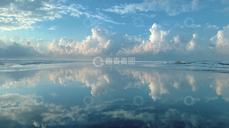 高清大图下载【趣麦麦图】海天一色的宁静镜面
