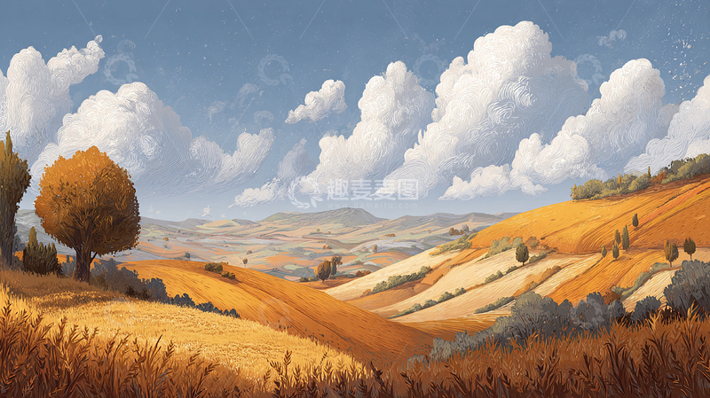 高清大图下载【趣麦麦图】秋日田野的金色海洋