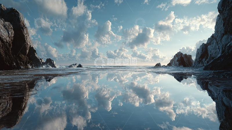 高清大图下载【趣麦麦图】天空倒映海面，云海奇观