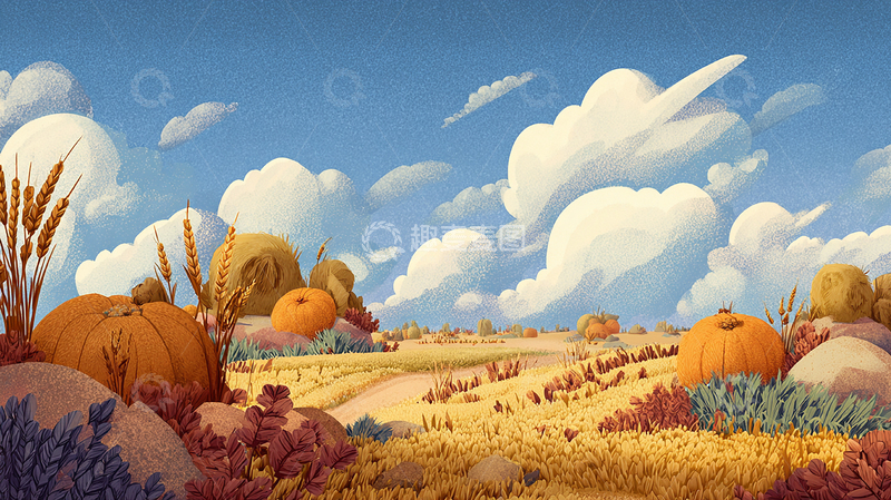 高清大图下载【趣麦麦图】秋日丰收场景的田野风光