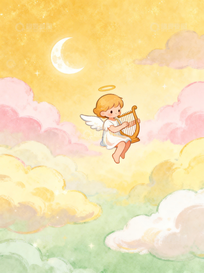 高清大图下载【趣麦麦图】小天使弹竖琴2