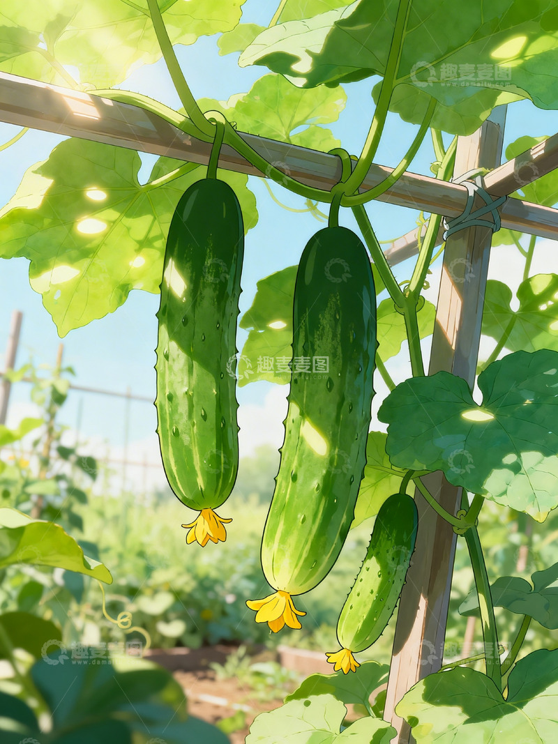 高清大图下载【趣麦麦图】菜园黄瓜插画 2