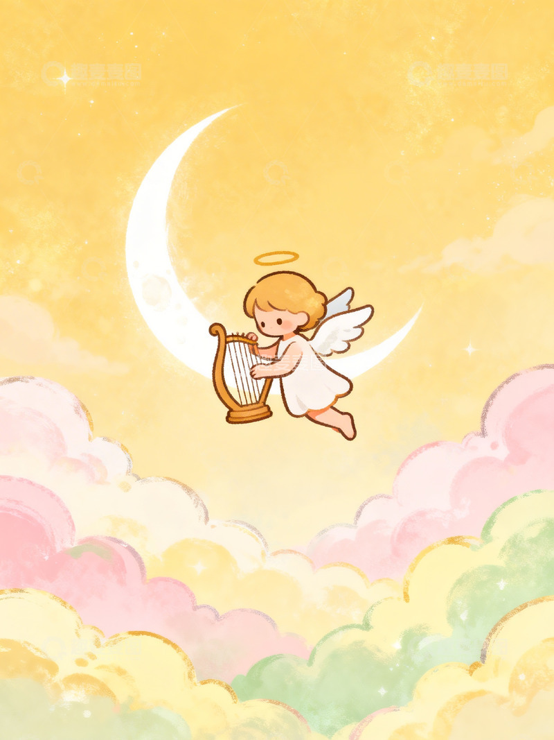 高清大图下载【趣麦麦图】小天使弹竖琴4