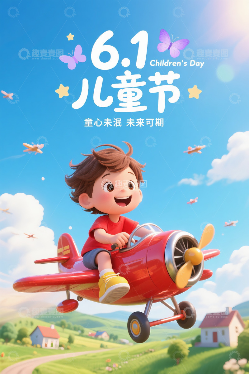 高清大图下载【趣麦麦图】六一儿童节三维插画