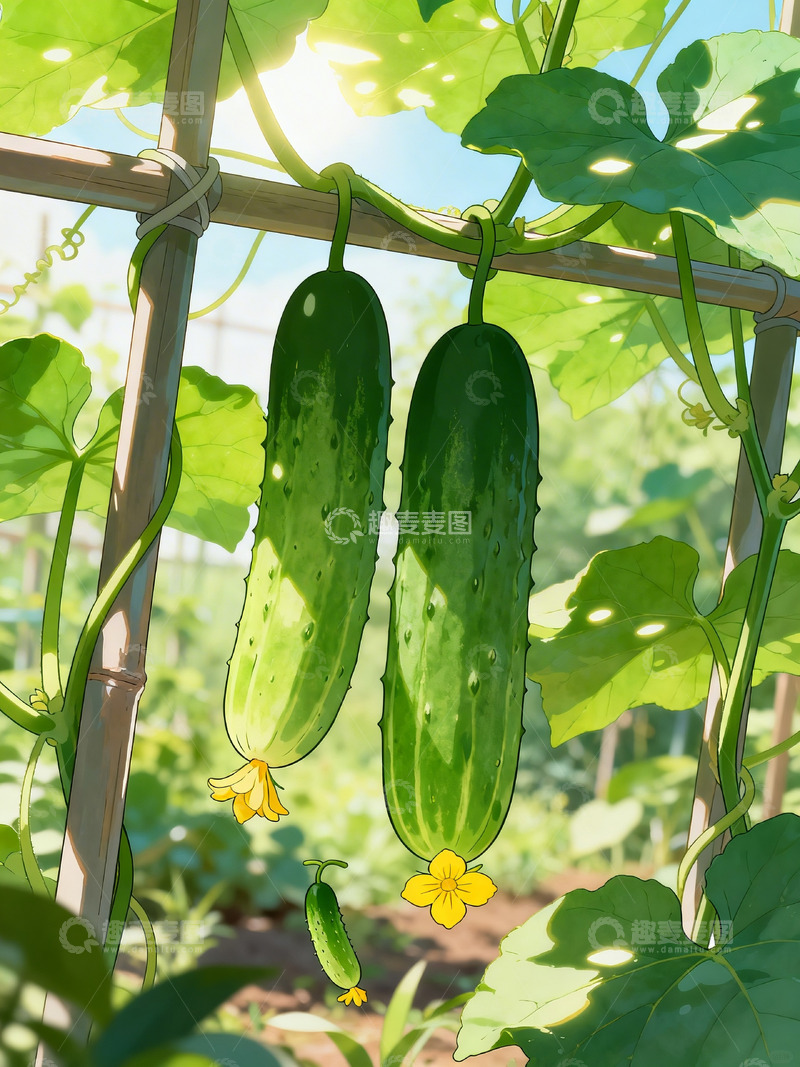 高清大图下载【趣麦麦图】菜园黄瓜插画 4