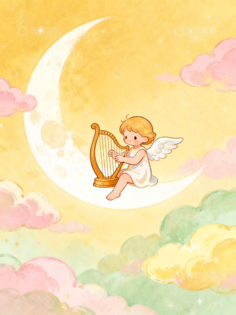 高清大图下载【趣麦麦图】小天使弹竖琴3